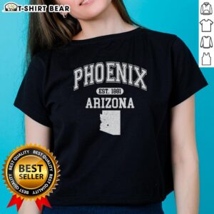 Pretty Phoenix Arizona Est 1881 Varsity Ladies Tee featuring vibrant design and comfortable fit for casual wear.