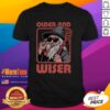 Colorful pop art design of a funny old wise wizard on a T-shirt, perfect for quirky fashion and wizard enthusiasts.