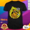 Alt Text: Funny This Is Fine meme T-shirt featuring a cartoon dog calmly sitting in a room on fire, perfect for humor lovers.
