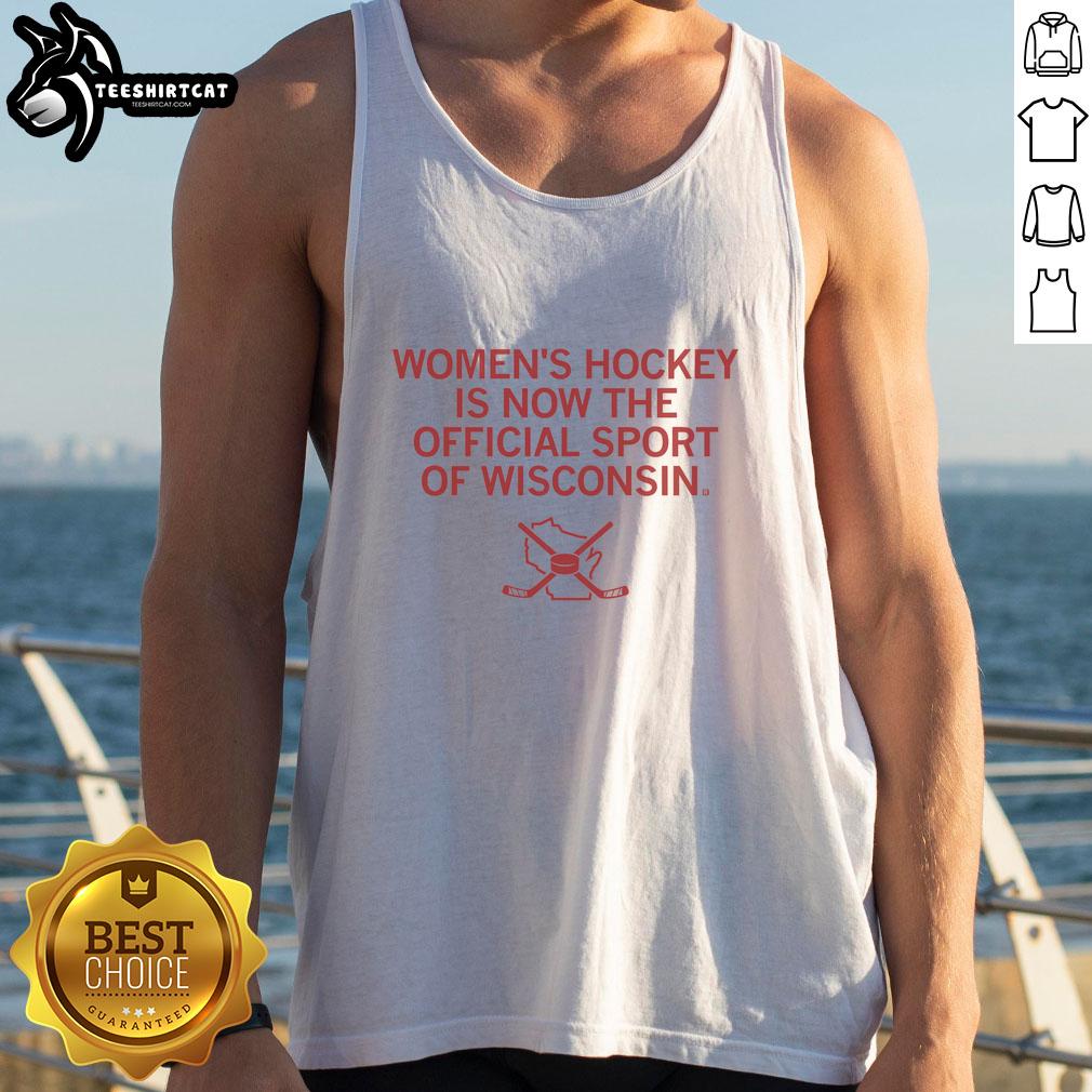 funny-womens-hockey-official-sport-of-wi-tank-top Funny women's hockey tank top featuring 'Official Sport of WI' slogan, perfect for fans and players of Wisconsin hockey.