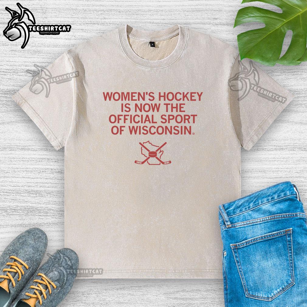 funny-womens-hockey-official-sport-of-wi-washed-t-shirt Funny Womens Hockey Official Sport of WI washed t-shirt featuring a playful design for hockey enthusiasts.