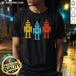 Good Robot 01 10 11 T-Shirt featuring a playful robot design on a stylish cotton tee.