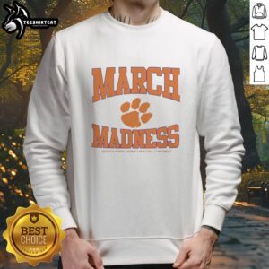 Alt Text: Cozy Clemson Tigers March Madness NCAA Women's Basketball Championship 2026 sweatshirt in vibrant team colors.