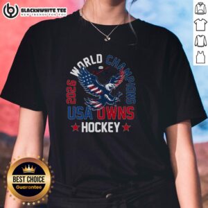 Awesome 2026 World Champions USA Owns Hockey Ladies Tee featuring vibrant design celebrating women's hockey victory.