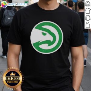 Alt Text: Premium Atlanta Hawks white logo T-shirt for St. Patrick's Day, featuring a stylish design perfect for fans.