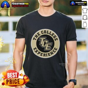 Awesome The College Experience TCE logo t-shirt design featuring vibrant colors and a stylish modern look.