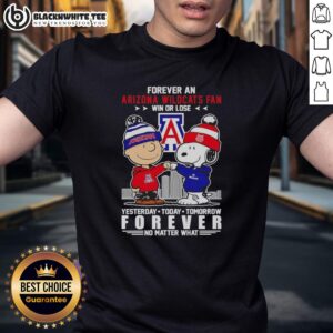 Original Charlie Brown Touch Hand Snoopy Forever Arizona Wildcats Fan T-Shirt, perfect for showing team spirit win or lose.