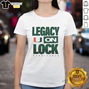Top Miami Hurricanes NCAA 2026 Legacy On Lock Ladies Tee featuring vibrant team colors and stylish design for fans.