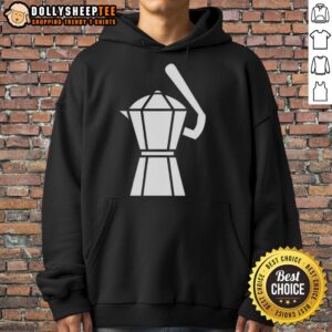 Alt Text: Hot Samuel Aldegheri Moka Pot baseball hoodie featuring trendy design and vibrant colors for coffee lovers.