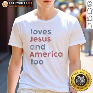 Awesome Loves Jesus And America Too Retro T-Shirt featuring vibrant graphics celebrating faith and patriotism.
