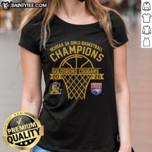 Hot Goldsboro Cougars NCHSAA 3A Girls Basketball Champions 2026 curved ladies tee showcasing team pride and victory.