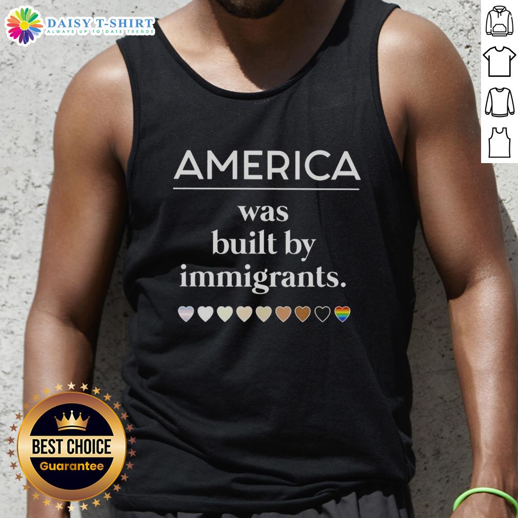 Good America Was Built By Immigrants Hearts Tank Top Good America Was Built By Immigrants tank top featuring a heart design, promoting inclusivity and diversity in fashion.