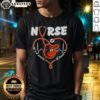 Good Baltimore Orioles MLB Nurse 'Its A Work Of Heart' Stethoscope T-Shirt showcasing team spirit and healthcare pride.
