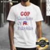 Good Gop Guardians Of Pedophiles Elephant Symbol Critique T-Shirt featuring a bold graphic design and social commentary.