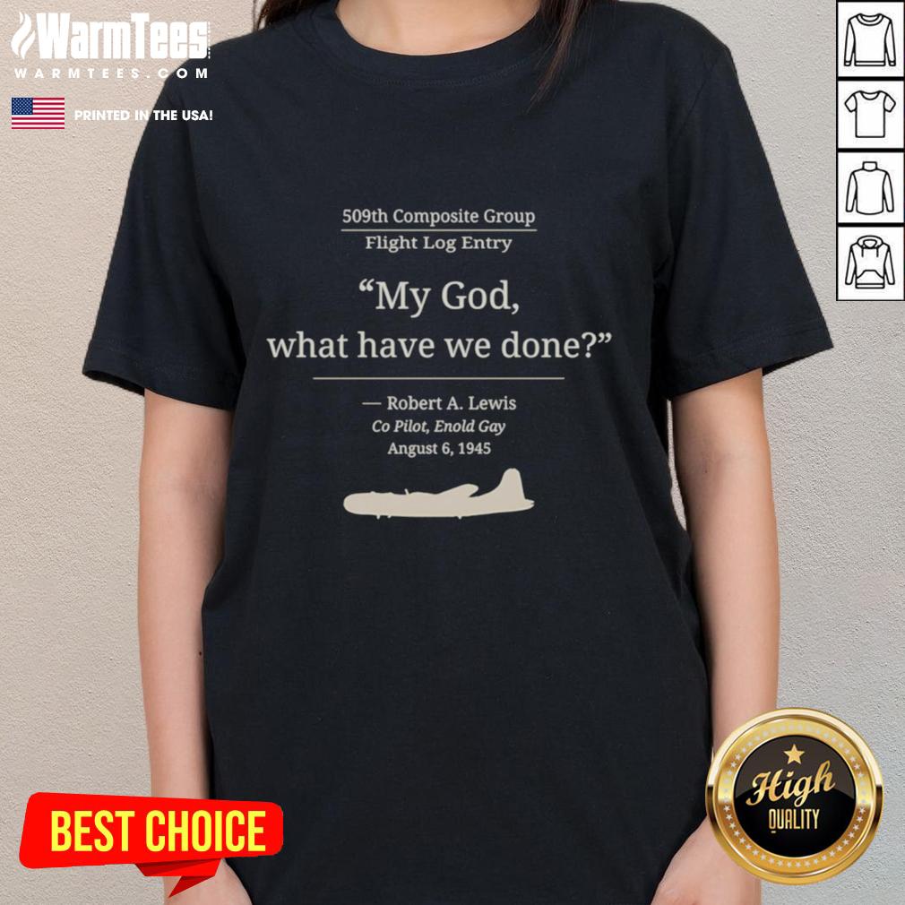 good-my-god-what-have-we-done-robert-a-lewis-1945-ladies-tee Good My God What Have We Done by Robert A. Lewis, 1945 Ladies Tee featuring vintage artwork in a stylish design.