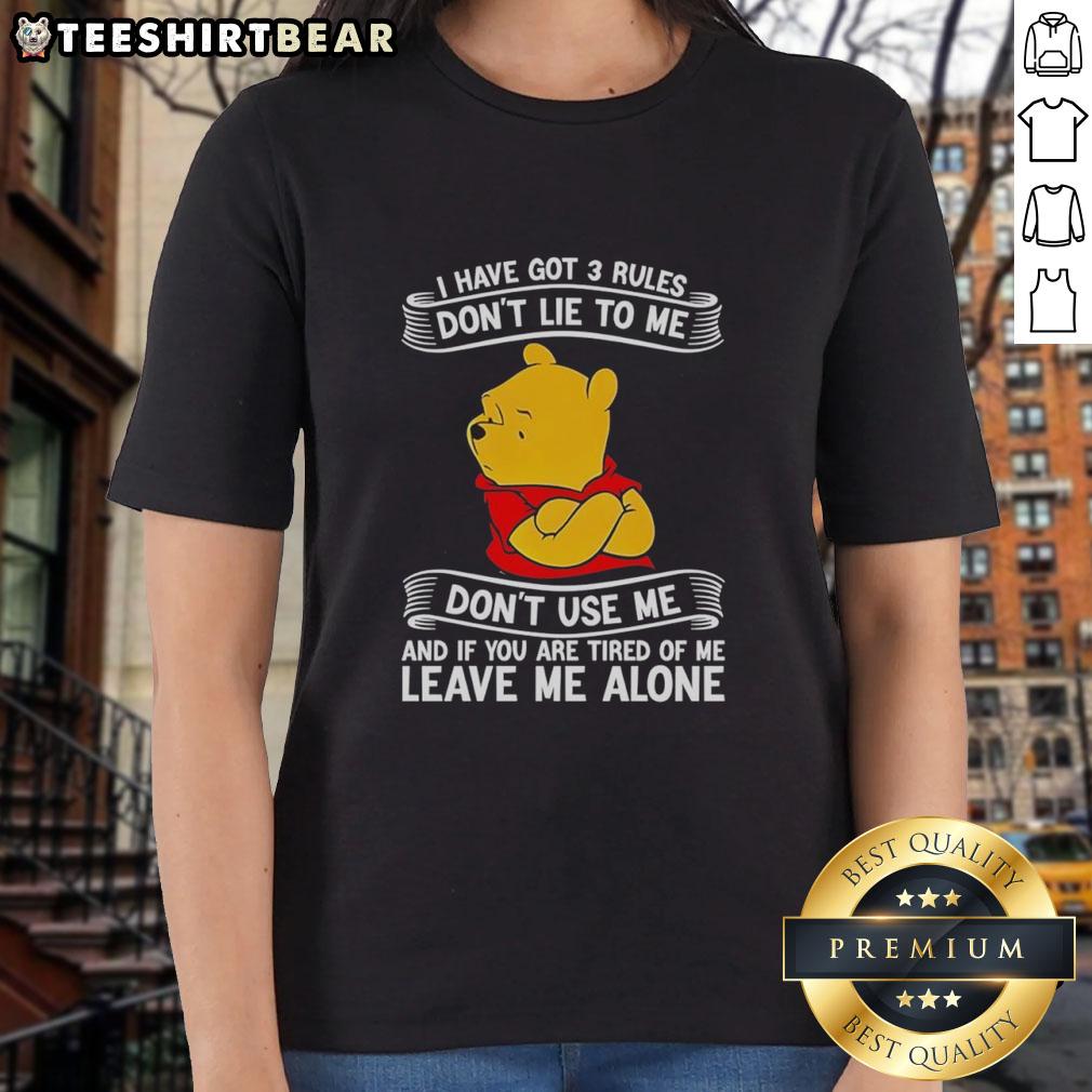 good-pooh-i-have-got-3-rules-dont-lie-to-me-ladies-tee Good Pooh I Have Got 3 Rules Don't Lie To Me Ladies Tee design featuring playful text and a whimsical Pooh illustration.