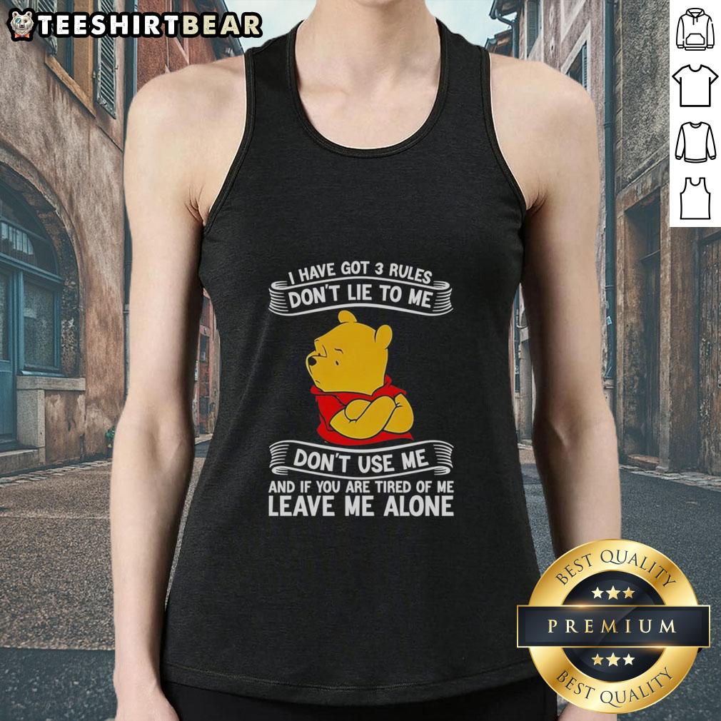 good-pooh-i-have-got-3-rules-dont-lie-to-me-tank-top Good Pooh tank top with 'I Have Got 3 Rules: Don't Lie to Me' design, perfect for casual wear and Disney fans.