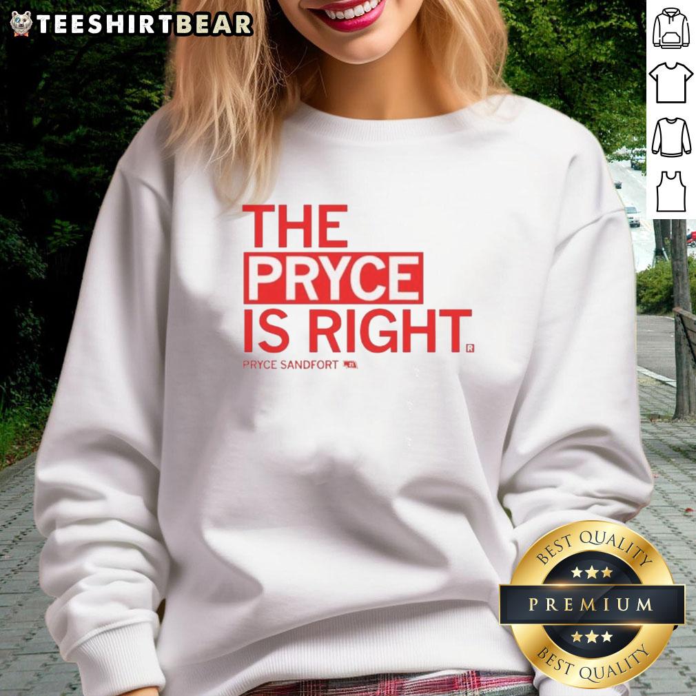 good-pryce-sandfort-the-pryce-is-right-sweatshirt Alt Text: Good Pryce Sandfort wearing The Pryce Is Right sweatshirt, showcasing stylish design and vibrant colors.