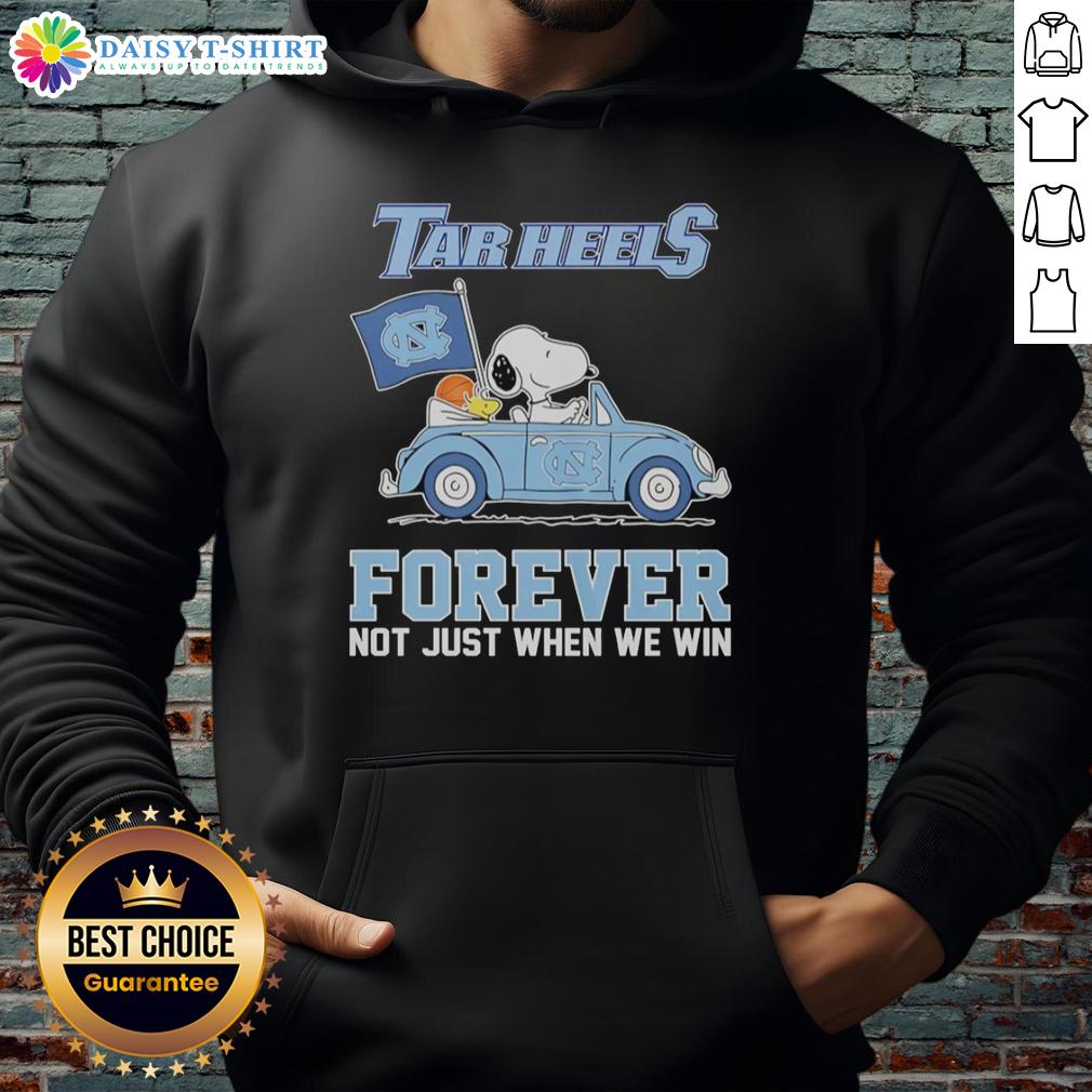 Good Snoopy And Woodstock Diving North Carolina Tar Heels Car Forever Not Just When We Win Hoodie Good Snoopy and Woodstock diving in North Carolina Tar Heels hoodie, celebrating team spirit beyond just wins.