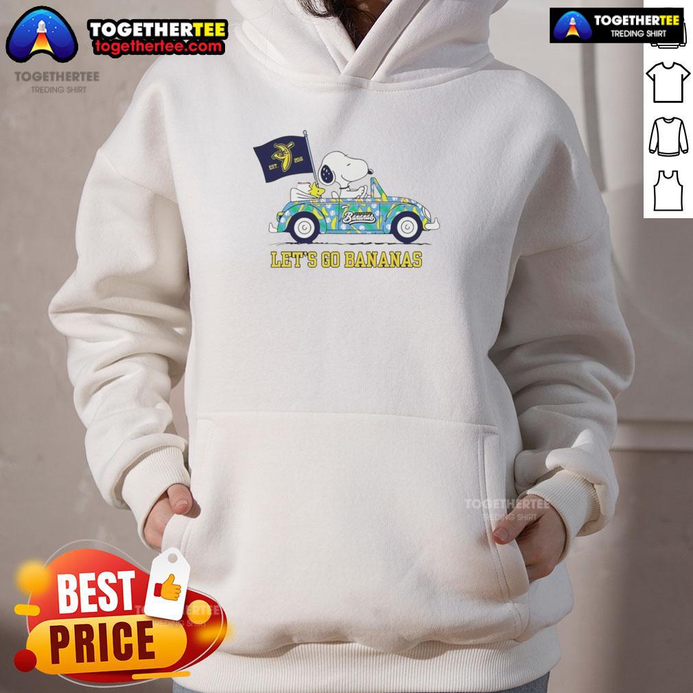 Good Snoopy And Woodstock Driving Car Let'S Go Savannah Bananas Hoodie