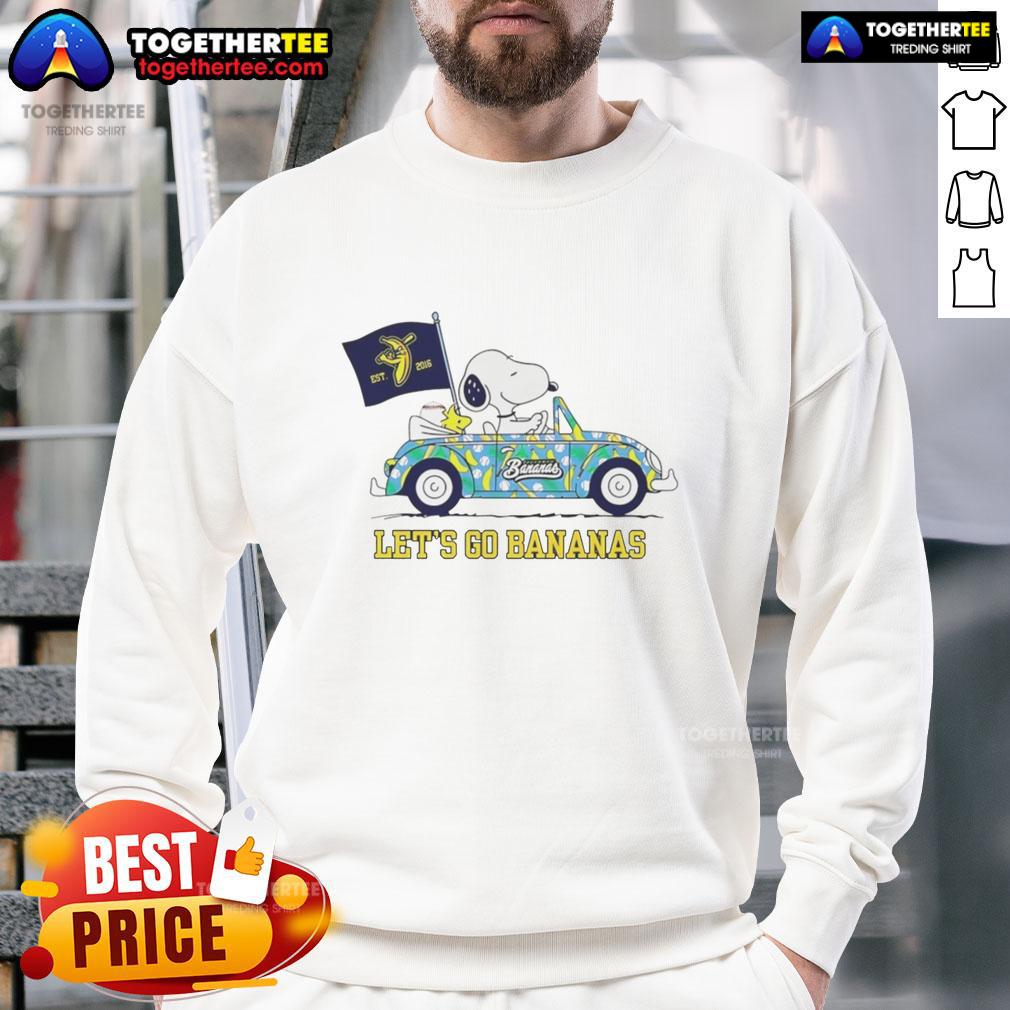 Good Snoopy And Woodstock Driving Car Let'S Go Savannah Bananas Sweatshirt