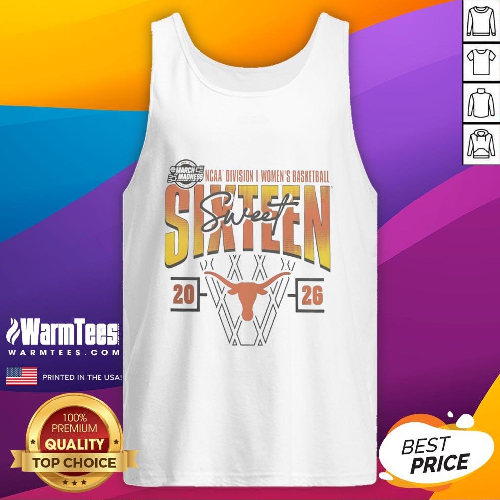 good-texas-longhorns-2026-march-madness-sweet-16-ncaa-womens-basketball-tournament-tank-top Good Texas Longhorns 2026 March Madness Sweet 16 NCAA Women's Basketball Tournament tank top featuring team colors and logo.