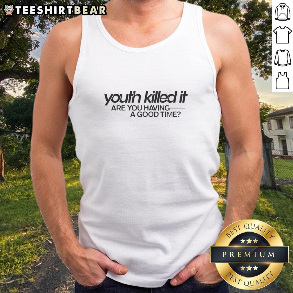 good-youth-killed-it-are-you-having-a-good-time-tank-top Good Youth Killed It tank top featuring a fun design, perfect for summer outings and expressing good vibes.