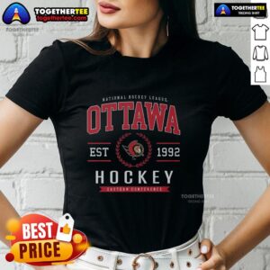 Hot Ottawa Senators Hockey Legacy Crest Ladies Tee featuring team logo, perfect for fans and stylish casual wear.