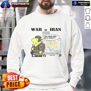 Official War in Iran 2026 Operation Epic Bacon Sweatshirt design featuring bold graphics and vibrant colors.