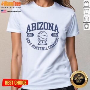Alt Text: Premium Arizona Wildcats white tee for 2026 Big 12 Men's Basketball Champions, perfect for fans and collectors.