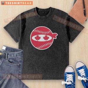 Awesome Pitching Ninja Canada Baseball washed t-shirt featuring a unique design for baseball enthusiasts and fans.