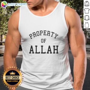 Top Austin Shooter Property of Allah tank top featuring bold graphic design, perfect for fans of unique streetwear fashion.