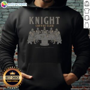 Good Knight Coffee Club hoodie in cozy fabric, perfect for coffee lovers and casual wear enthusiasts.