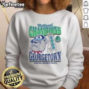 Official Georgetown Hoyas Past Champs Tourney Win Sweatshirt showcasing team pride and championship history.