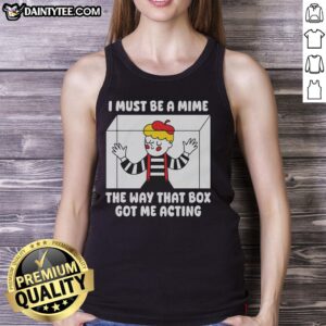 Official I Must Be A Mime tank top featuring a playful design, perfect for casual wear and expressing fun personality.