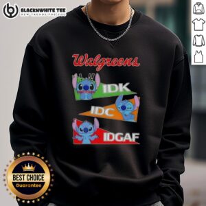 Alt Text: Top-Stitch X Walgreens Mood: IDC, IDGAF sweatshirt featuring a trendy design and relaxed fit for casual wear.