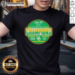 Hot Official Oregon Ducks 2026 Big Ten Men's Indoor Track & Field Champions T-Shirt featuring team logo and vibrant design.