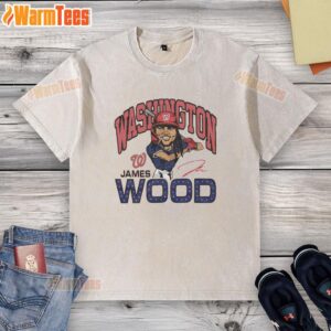 Awesome Nationals James Wood signature washed t-shirt in vibrant colors, perfect for fans and casual wear.