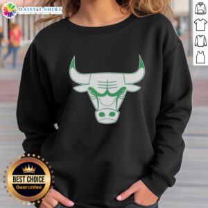 Premium Chicago Bulls white logo sweatshirt for St. Patrick's Day, featuring a stylish design for fans.
