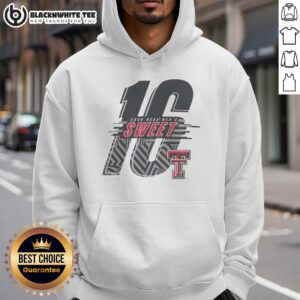 Pretty Texas Tech Red Raiders 2026 NCAA Men's Basketball Sweet 16 hoodie featuring team colors and logo.
