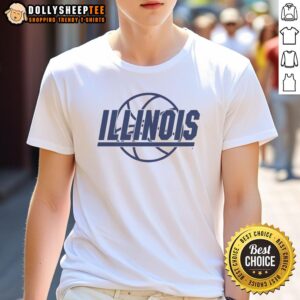 Alt Text: Retro logo T-shirt featuring the Nice Illinois basketball design, perfect for sports fans and vintage apparel lovers.