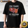 Alt Text: Hot America San Francisco 49ers and Giants 250 Years of Freedom T-Shirt featuring vibrant team logos and patriotic design.