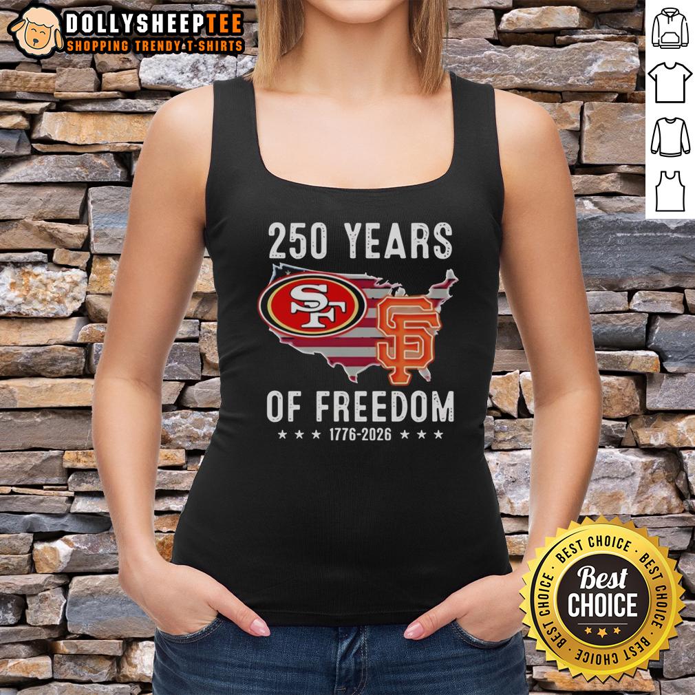 Hot America San Francisco 49ers And San Francisco Giants 250 Years Of Freedom Tank Top Alt Text: Hot America San Francisco 49ers and Giants tank top celebrating 250 years of freedom, perfect for sports fans.