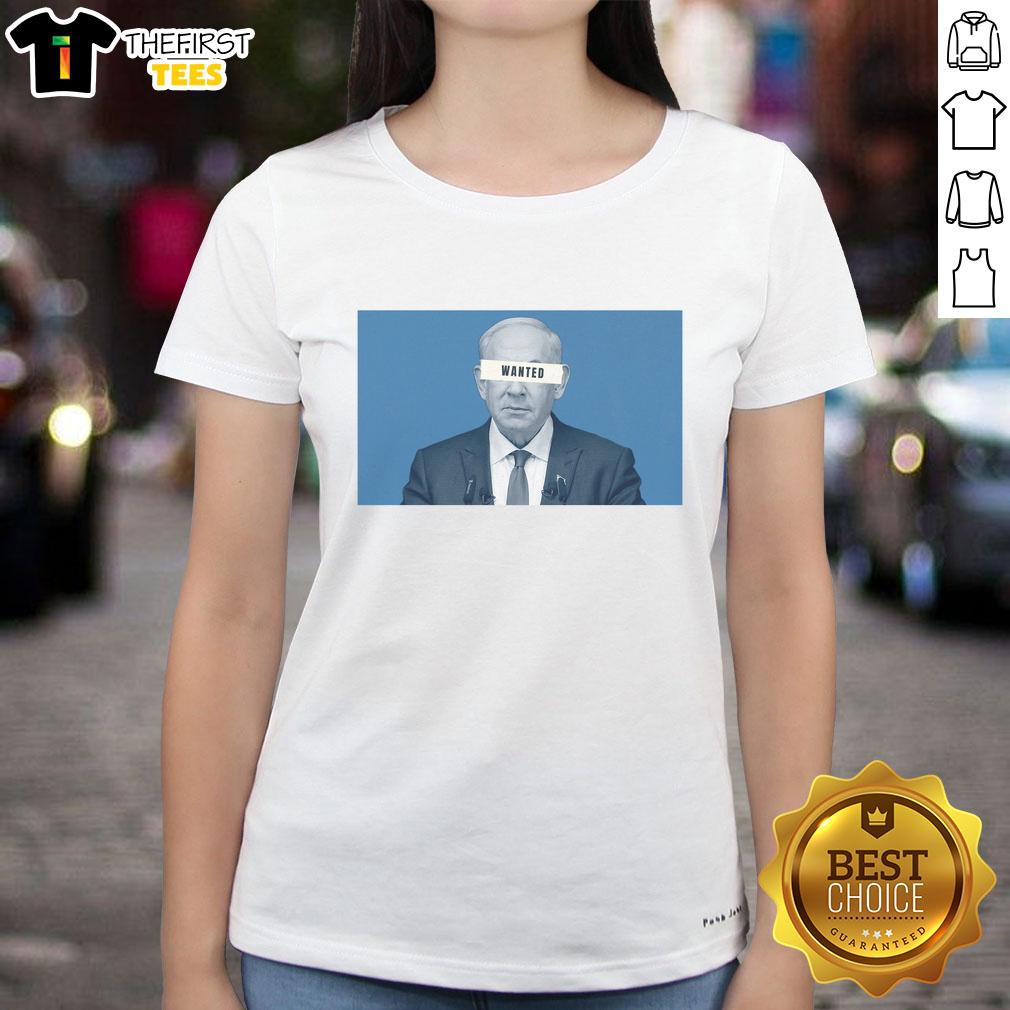 hot-benjamin-netanyahu-wanted-ladies-tee Hot Benjamin Netanyahu Wanted Ladies Tee featuring a stylish graphic design for trendy political fashion enthusiasts.