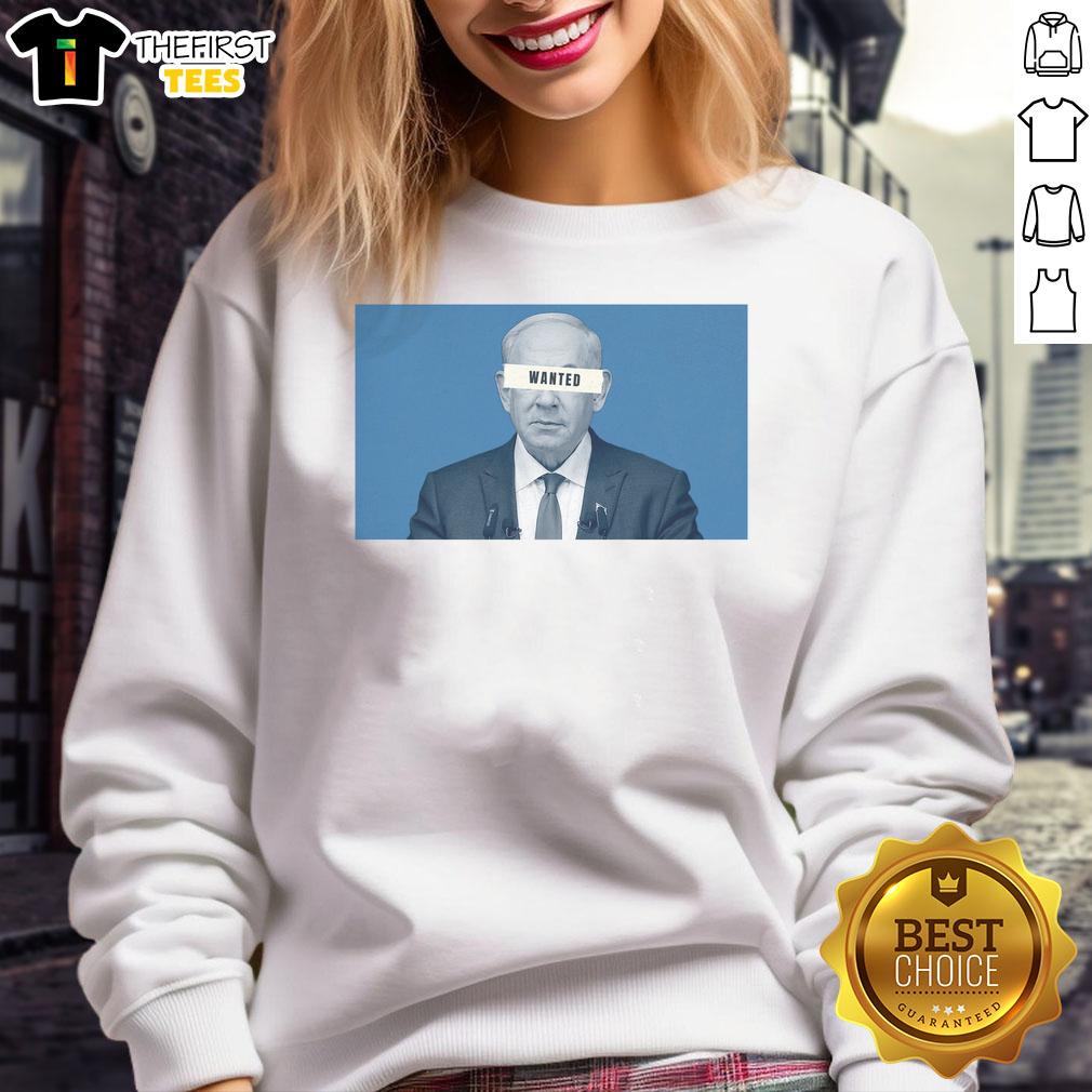 hot-benjamin-netanyahu-wanted-sweatshirt Hot Benjamin Netanyahu Wanted Sweatshirt featuring bold graphics and vibrant colors, perfect for political statement wear.