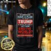 Hot Do Americans Have A Plan To Stop Trump T-Shirt featuring bold text on a casual shirt, expressing political concern.