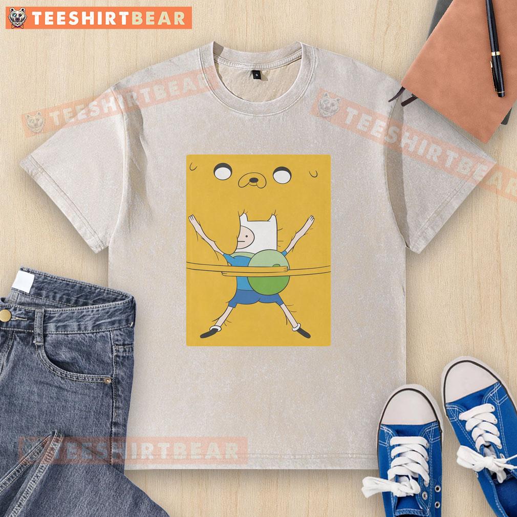 hot-finn-hugging-jake-bro-hug-adventure-time-movie-washed-t-shirt Hot Finn hugging Jake in a bro hug on Adventure Time movie washed t-shirt, showcasing a vibrant cartoon design.