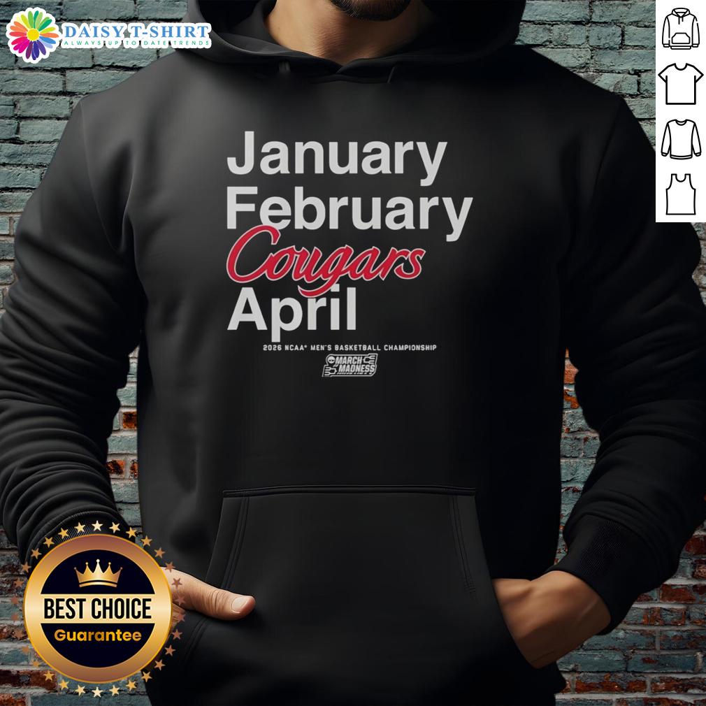 Hot Houston Cougars January February April NCAA Men's Basketball Championship March Madness Hoodie Hot Houston Cougars hoodie for NCAA Men's Basketball Championship, perfect for March Madness fans and supporters.