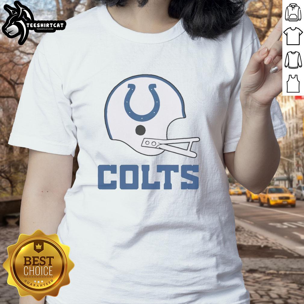 hot-indianapolis-colts-football-logo-in-big-helmet-ladies-tee Alt Text: Hot Indianapolis Colts football logo on a big helmet design featured on a stylish ladies tee shirt.