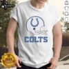Alt Text: Hot Indianapolis Colts football logo displayed on a big helmet t-shirt, perfect for fans and game day attire.